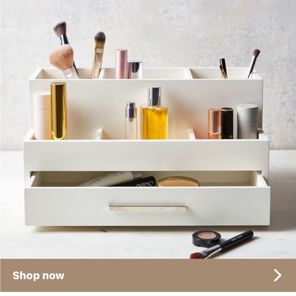 White Makeup Organizer with Drawer - William Sonoma